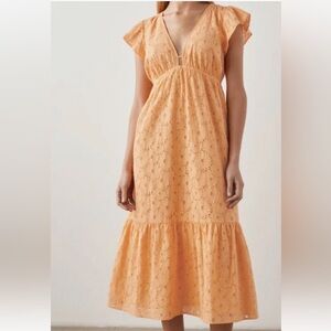 RAILS bohemian Tina Orange marigold Eyelet midi Dress Size S